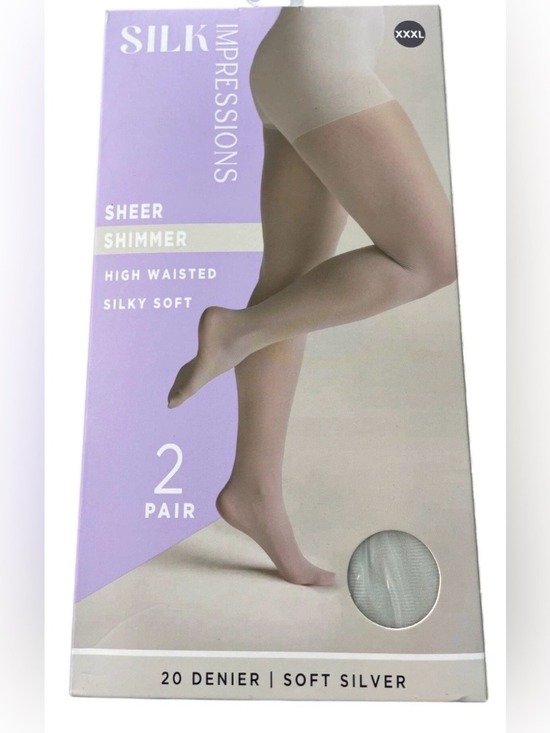 Impressions Other - Silk Impressions Silk Simmer Sheer High Waisted Sheers 2 Pair Silver